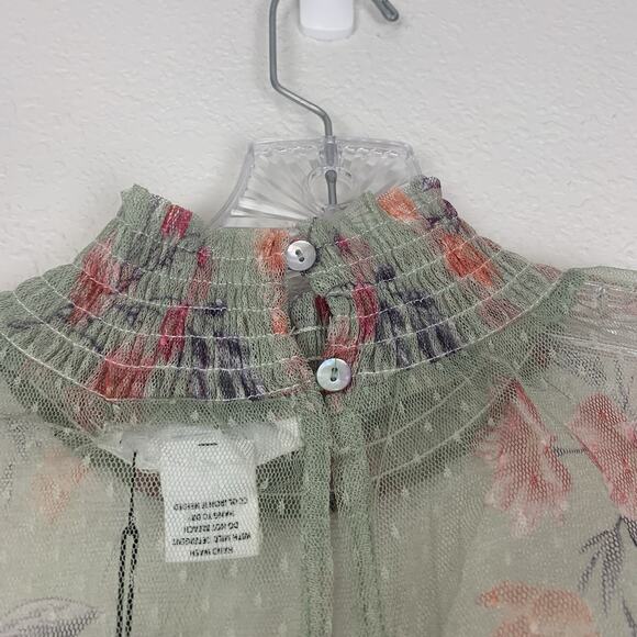 L.I.F.E. Shirt Women Small Sheer Dainty Feminine Boho Fairycore Blouse Mesh Top - Picture 4 of 7